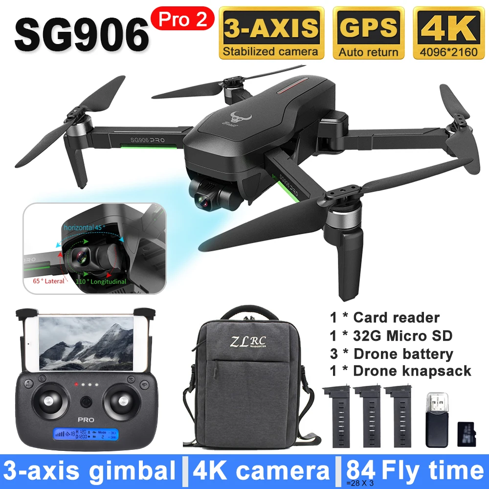 SG906 PRO GPS RC Drohne mit Kamera 4K 5G Wifi 2-Achsen Gimbal 25 Minuten Drone 