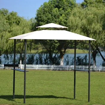 

Tented BBQ Canopy for Outdoor Activities, Grill Gazebo with Shelves and Metal Frame