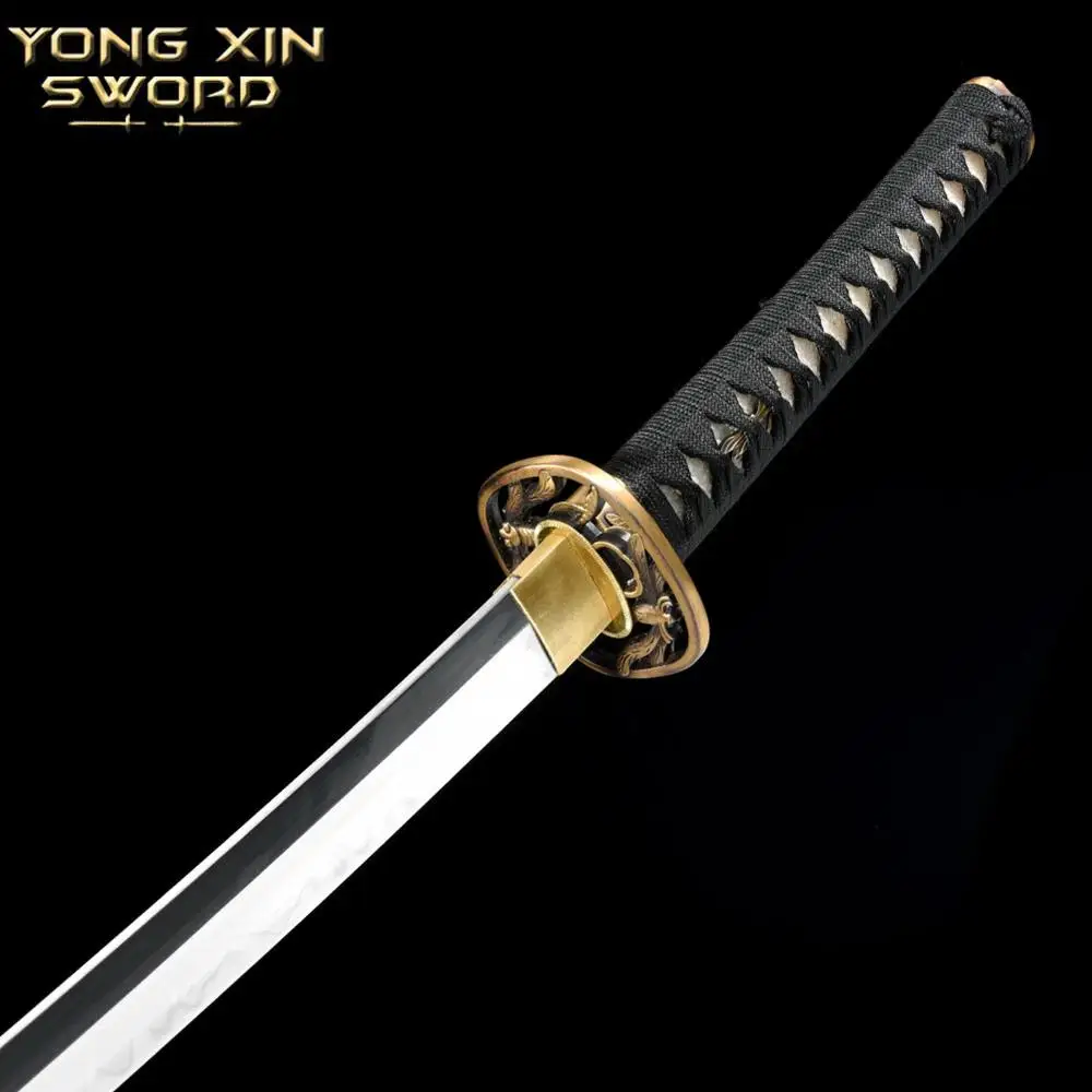 T10 Carbon Steel Clay Tempered No-Hi Blade Full Handmade Japanese Samurai Katana Sword Razor Sharp Functional Battle Ready