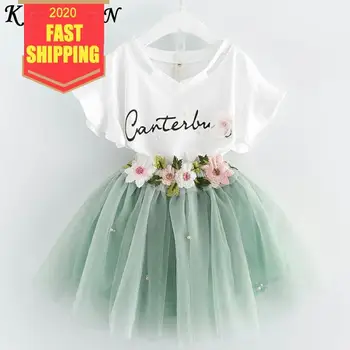 

Keelorn Girls Clothes Casual Style Girls Clothing Sets Cartoon pattern T-Shirt+Skirt 2Pcs For Children Clothing 2020 Summer Kids