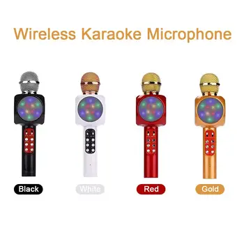 

Wireless Microphone Bluetooth Portable Karaoke Microphone Wireless Bluetooth Speaker With LED Light For Bar Party KTV Recording