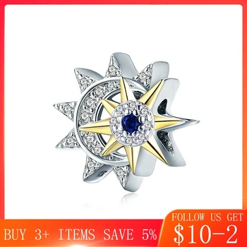 

CodeMonkey Genuine 925 Sterling Silver Sun Meet Moon Luminous CZ Beads Charms fit for Women Bracelets Luxury DIY Jewelry CMC1137