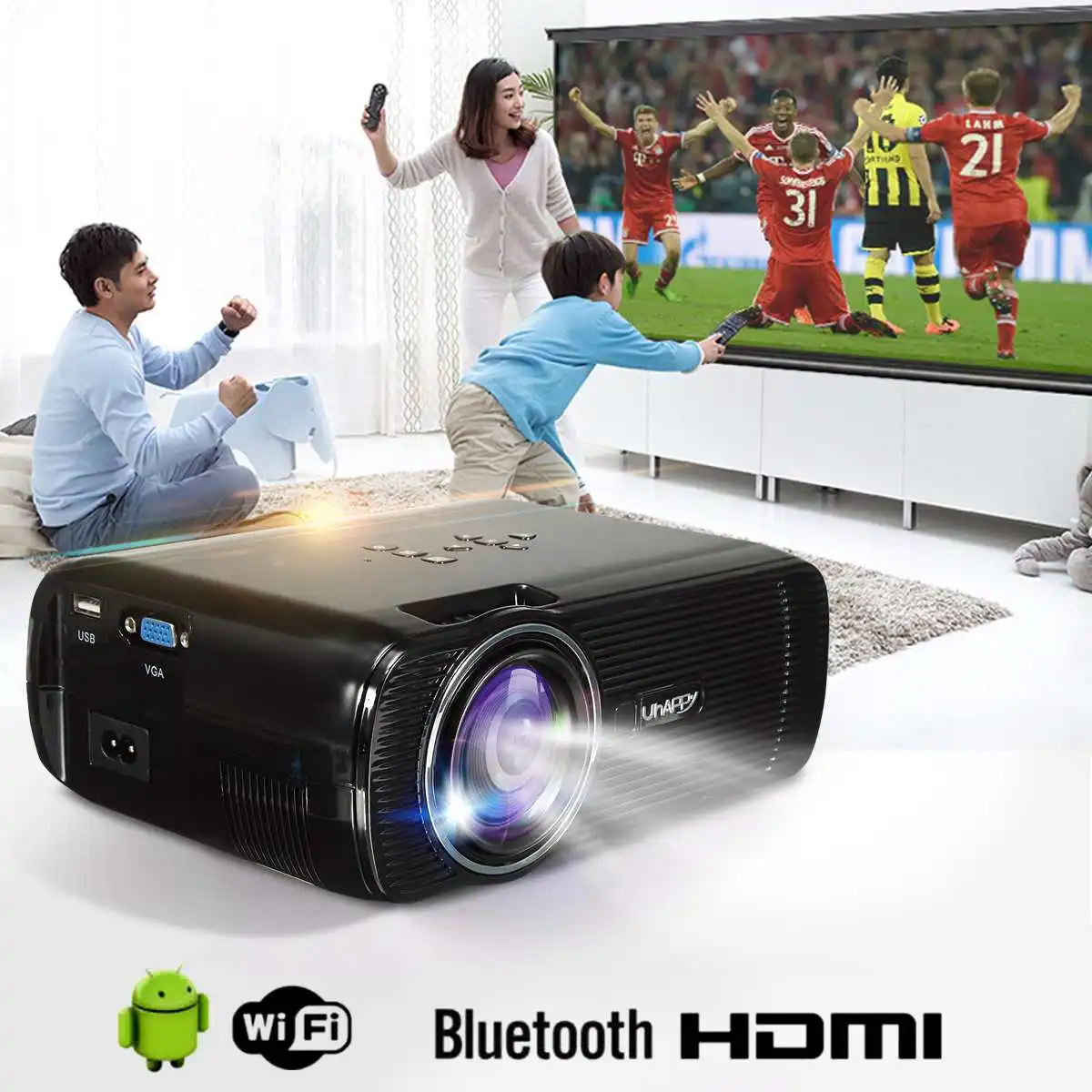 7000 люмен мини-проектор c WiFi HD 1080P Android домашний кинотеатр беспроводной 3D HDMI