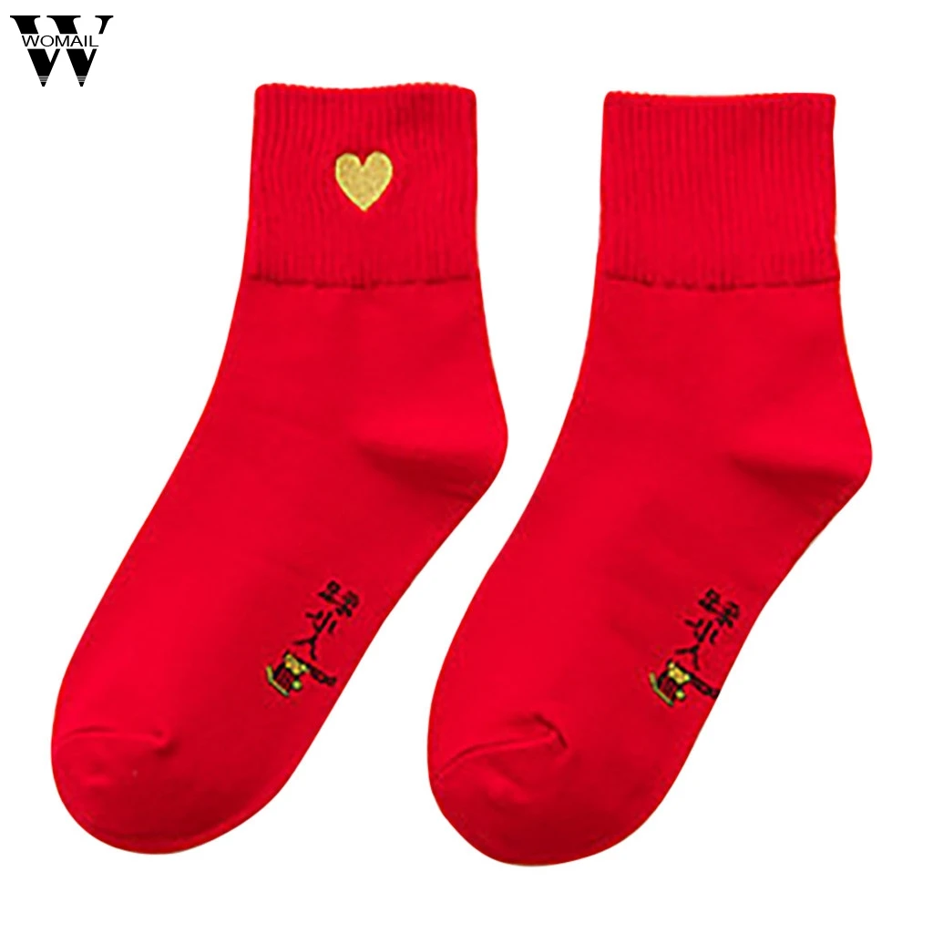 Womail/1 пара; для взрослых и детей; унисекс; с вышивкой; сезон осень-зима; Новинка; большие красные носки; праздничные носки с героями мультфильмов