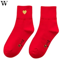 Womail/1 пара; для взрослых и детей; унисекс; с вышивкой; сезон осень-зима; Новинка; большие красные носки; праздничные носки с героями мультфильмов