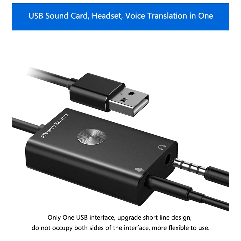 AI Assistant Smart Voice Translator Search Support 24 Languages USB Adaptor AI Voice to Text Sound Card