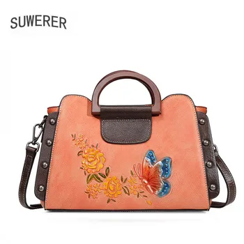 

SUWERER New cowhide bag fashion women Genuine Leather bag luxury handbags women bags designer cowhide leather shoulder bag women