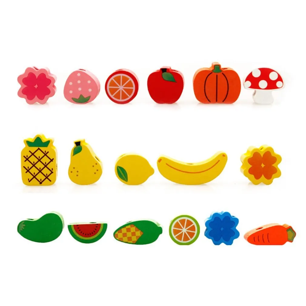 В виде Ёжика, фрукты, овощи, бусины, деревянные строительные блоки, строительная нить, игрушка, ранние Развивающие головоломки, игрушки для