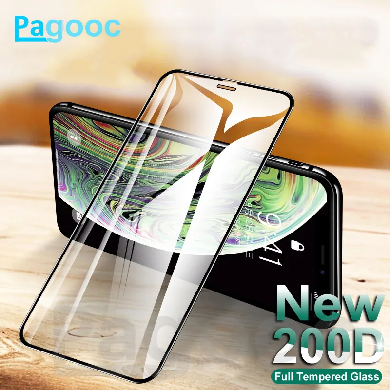 

200D Full Curved Protective Tempered Glass On The For iPhone X XS XR Glass 11 Pro Max 7 6 6S 8 Plus Screen Protector Film Case