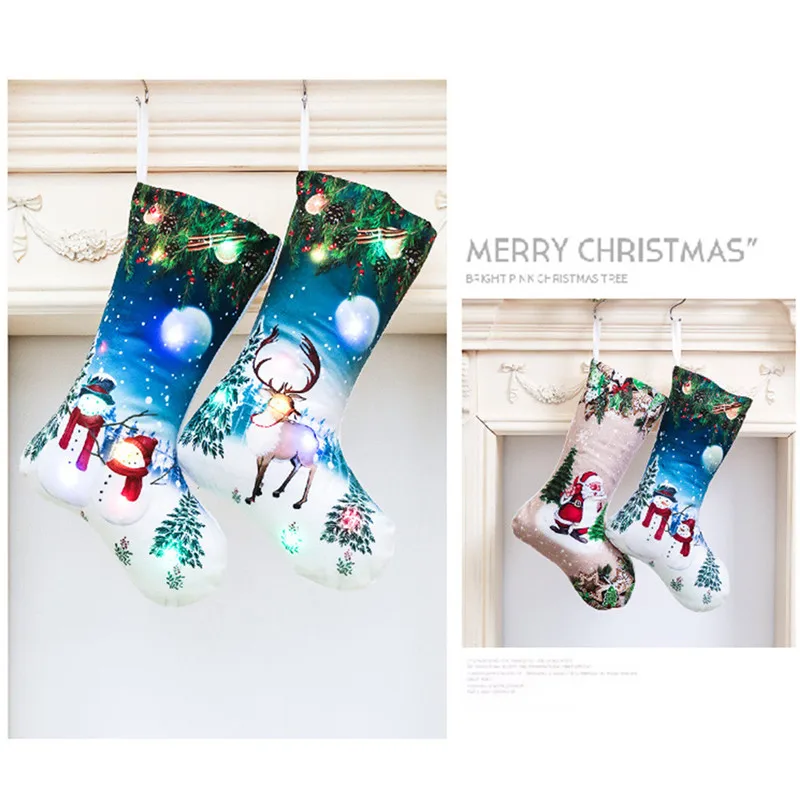 Merry Christmas Led Hanging Gift Candy Large Socks Decoration Home Holiday New Year Christmas Decoration NEW@5