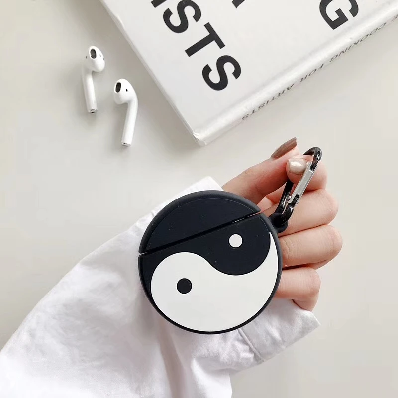 Для AirPods 1 чехол для наушников Airpods 2 милый мультфильм 3D Забавный Taiji поезд дракон черный угольный шарик беспроводной чехол для наушников - Цвет: G