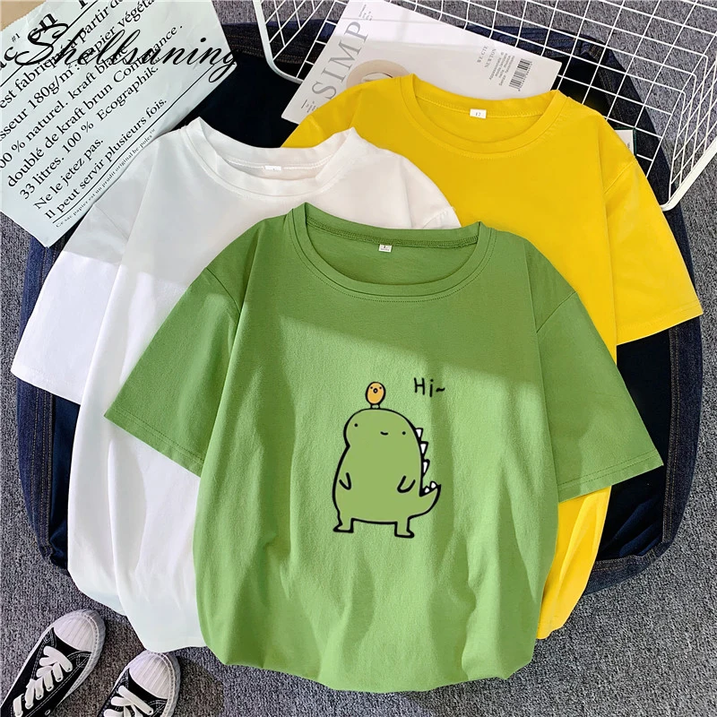 Shellsuning Anime T Shirt Women Summer 2020 Harajuku Tops Female Shirts Printing Cartoon Casual Soft Funny Tees Jumper Ladies | Женская