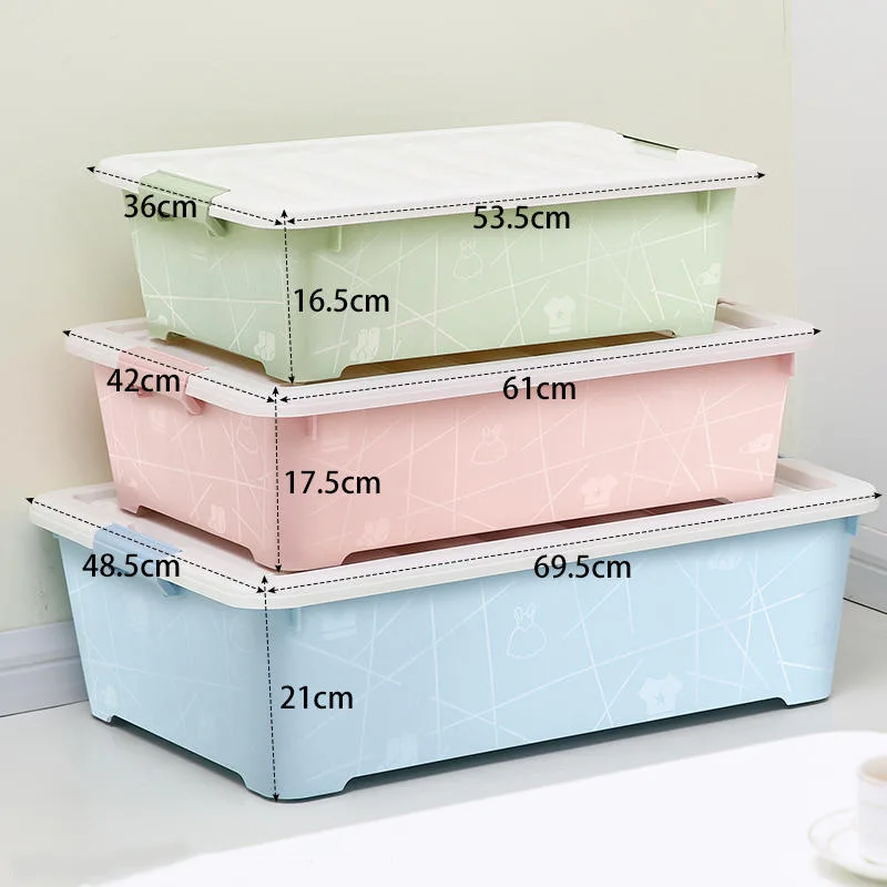 

Extra Large Bed Storage Box Flat Home Clothes Quilt Finishing Box Thick Plastic Pulley Storage Box