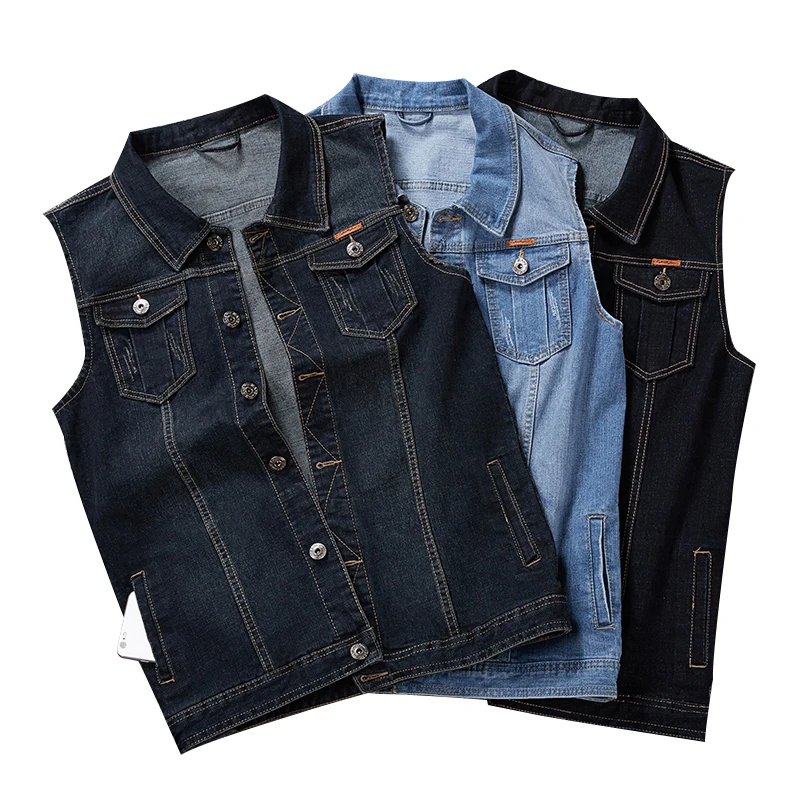 mens denim sleeveless jacket