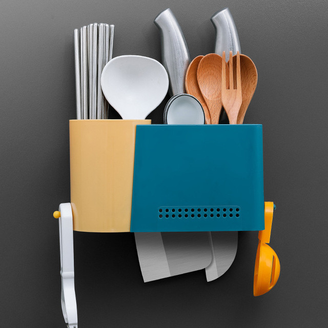 Chopstick Cage Spoon Storage Box  Kitchen Organizer Hooks Knife Holder Drain Rack Storage Basket Shelves