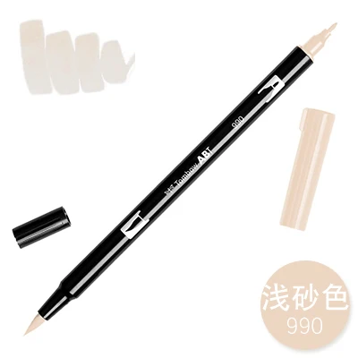 1 шт. TOMBOW AB-T Япония 96 цветов художественная кисть Ручка Двойные головки маркер Профессиональный водный маркер ручка живопись Kawaii канцелярские принадлежности - Цвет: 990