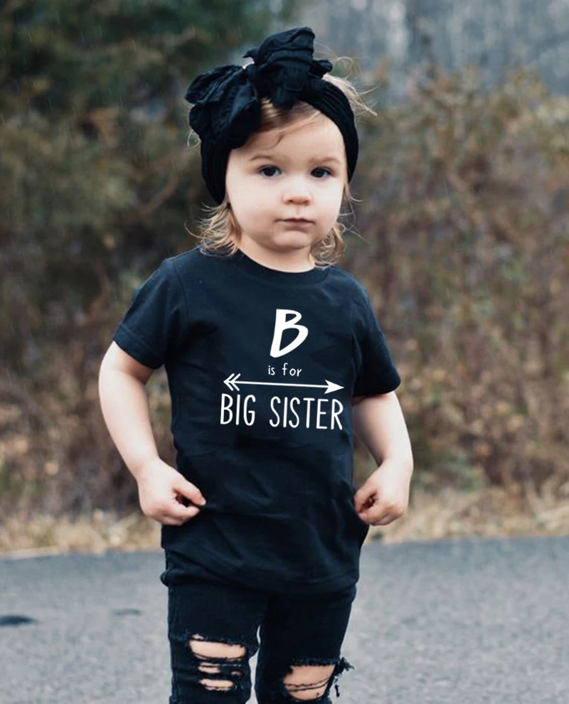 B Is For Big Sister Print Funny Kids Girls Tshirt Big Sisters To Be