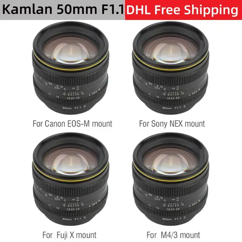Объектив Kamlan 50 мм f1.1 II с большой диафрагмой и ручной фокусировкой для Canon Для