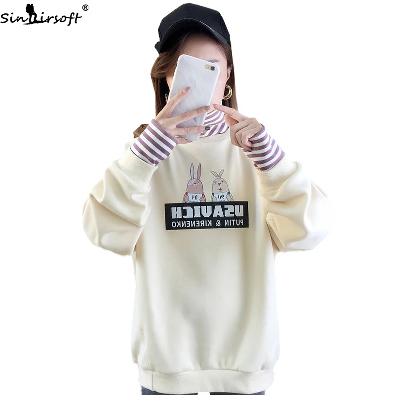 

New Large Size Loose Fake Two Plus Velvet Thick High Collar Sweatshirt Woman Autumn Winter Fashion Trend Casual Pullover Women