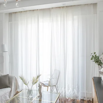 

White Lace Tulle Curtains for LIving Room White Stripes Sheer Tulle for Kitchen Balcony Customizable Window Drapes JK201Y