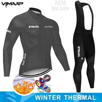 

STRAVA Warm 2020 Winter Thermal Fleece Cycling Clothes NW Men's Jersey Suit Outdoor Riding Bike MTB Clothing 19D Bib Pants Set
