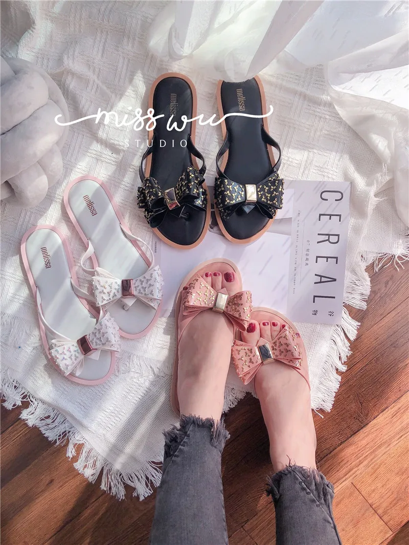 Женские сандалии желе Melissa с гармоничным бантом модная женская обувь Желе
