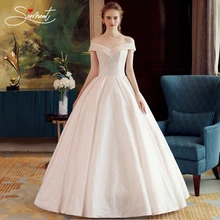 Роскошное Свадебное платье с открытыми плечами, дизайнерское бальное платье принцессы длиной до пола, со шнуровкой сзади,, на заказ, большие размеры