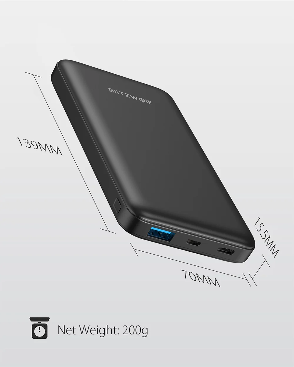 BlitzWolf BW-P9 power Bank 10000mA 18 Вт QC3.0 порты type-C зарядное устройство Внешний аккумулятор быстрая зарядка для iPhone 11 Xiaomi