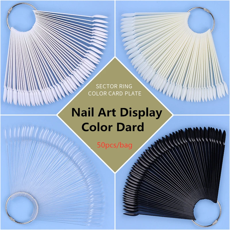 50 шт./пакет дисплей для дизайна ногтей цветная карта с круглой головкой железное кольцо секторы поддельные ногти дизайн ногтей дисплей цветная пластина маникюрные инструменты
