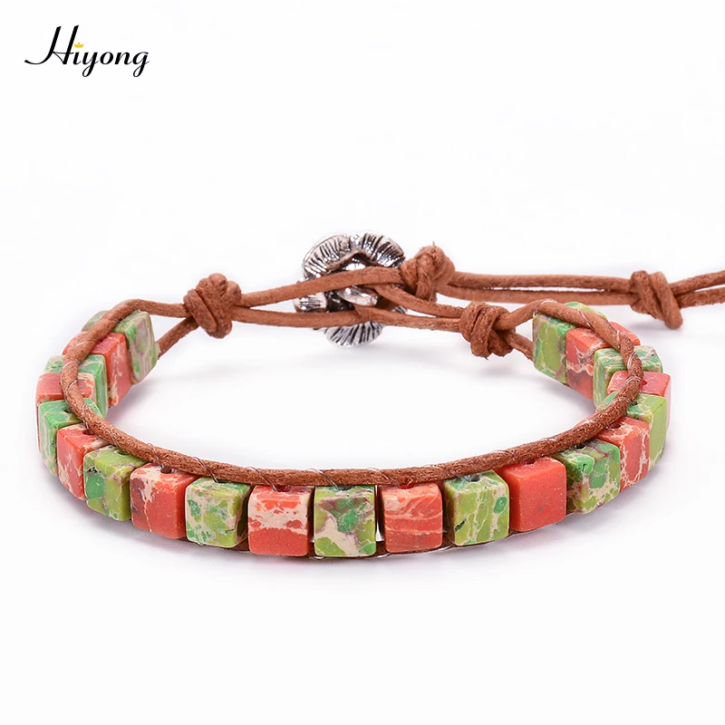 Chakra Bracelet-1 Браслет из бисера с натуральным камнем, однослойный кожаный браслет ручной работы, браслет из бисера, разноцветные браслеты из чакры, целебная Йога, ювелирные изделия - Окраска металла: Chakra Bracelet-1