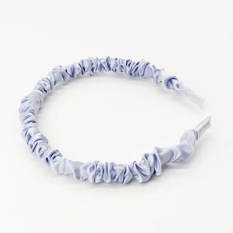 1,4 cm Satin Plissee Stirnbänder Mädchen Dünne DIY Haarband Einfarbig Kunststoff Haar Hoop für Frauen Vintage rutschfeste Haar Zubehör – Detail 18