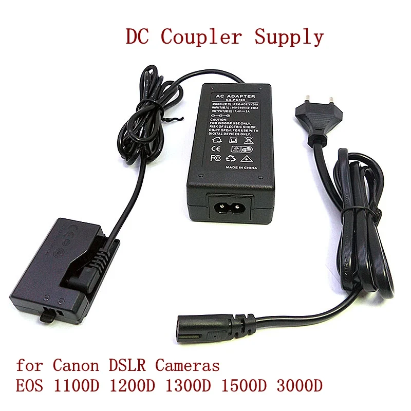 

ACK-E10 External Digital Camera AC Power Adapter Kit DC Coupler Supply for Canon DSLR Cameras EOS 1100D 1200D 1300D 1500D 3000D