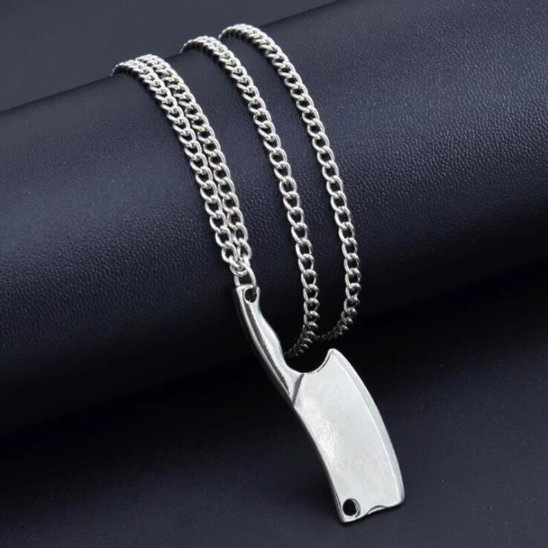 silver color Полированный 4 цвета мини лезвие шеф-повара кухонный нож кулон ожерелье для мужчин женщин хип-хоп ювелирные изделия 60 см - Окраска металла: silver color