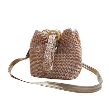 

Women Straw Khaki Crossbody Bag Middle-sized Crossbody Bags Bohemian Woven Casual Shoulder Bag for Summer Holiday