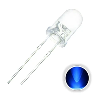 

100PCS 5MM 20mA Transparent Round Top Emitting Blue 2Pin LED Diode DIY Light Set Emitting Diodes Assortment Kit Diffused Bulbs
