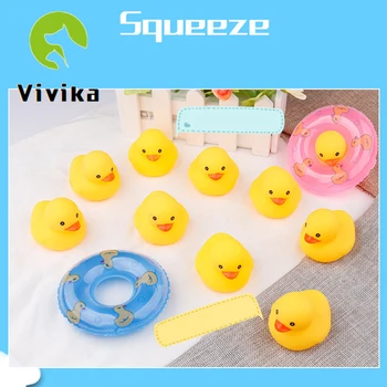 

12 Pcs / Set Of Mini Yellow Duck Bath Toys Squeeze Music Baby Ducklings Children Bathroom Toys Kids Water Toys Gifts