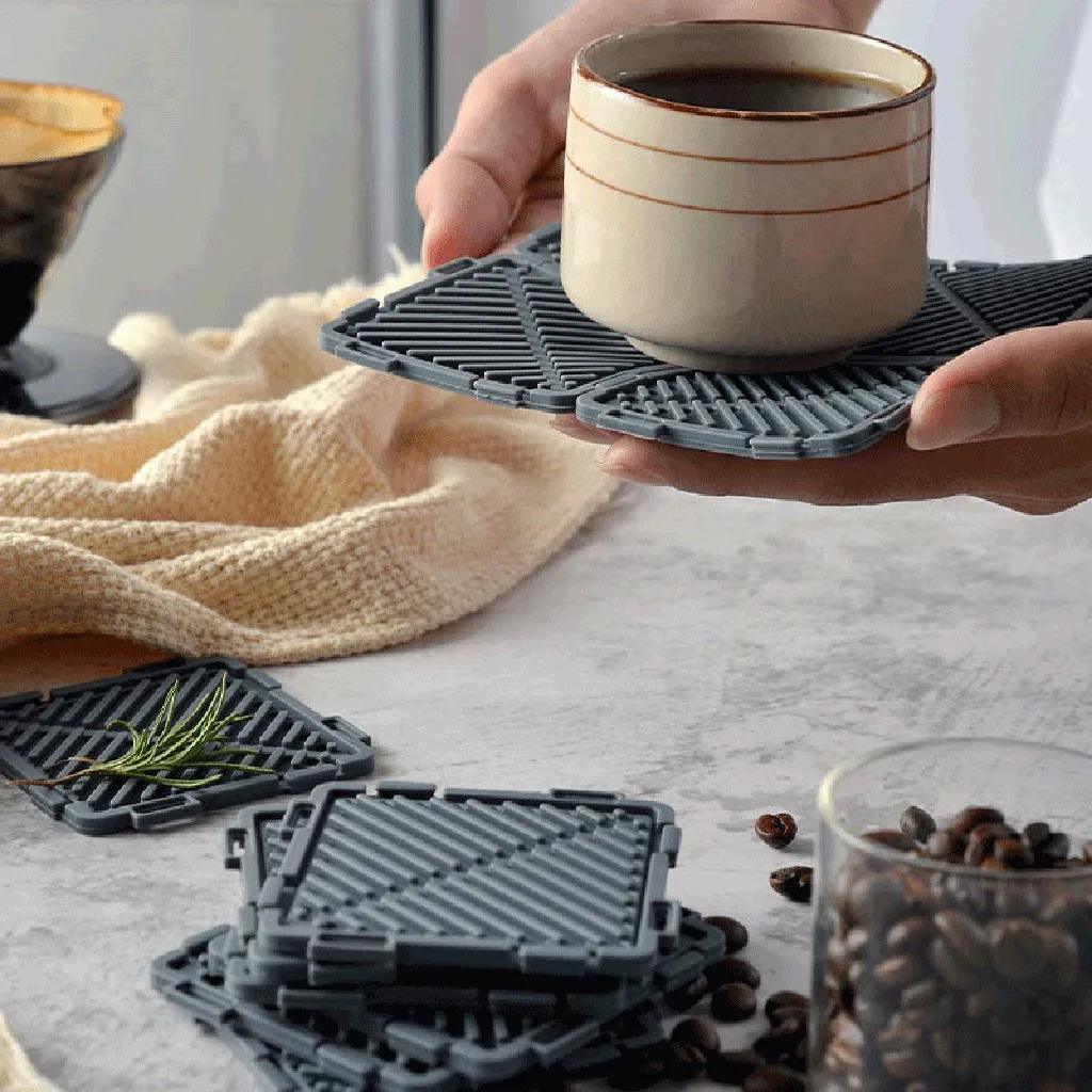Home Kitchen Cup Mat Safe And Free Combination Of Splicable Silicone Insulation Pad Pot Cup Mat Kitchenware Drink Pads decor