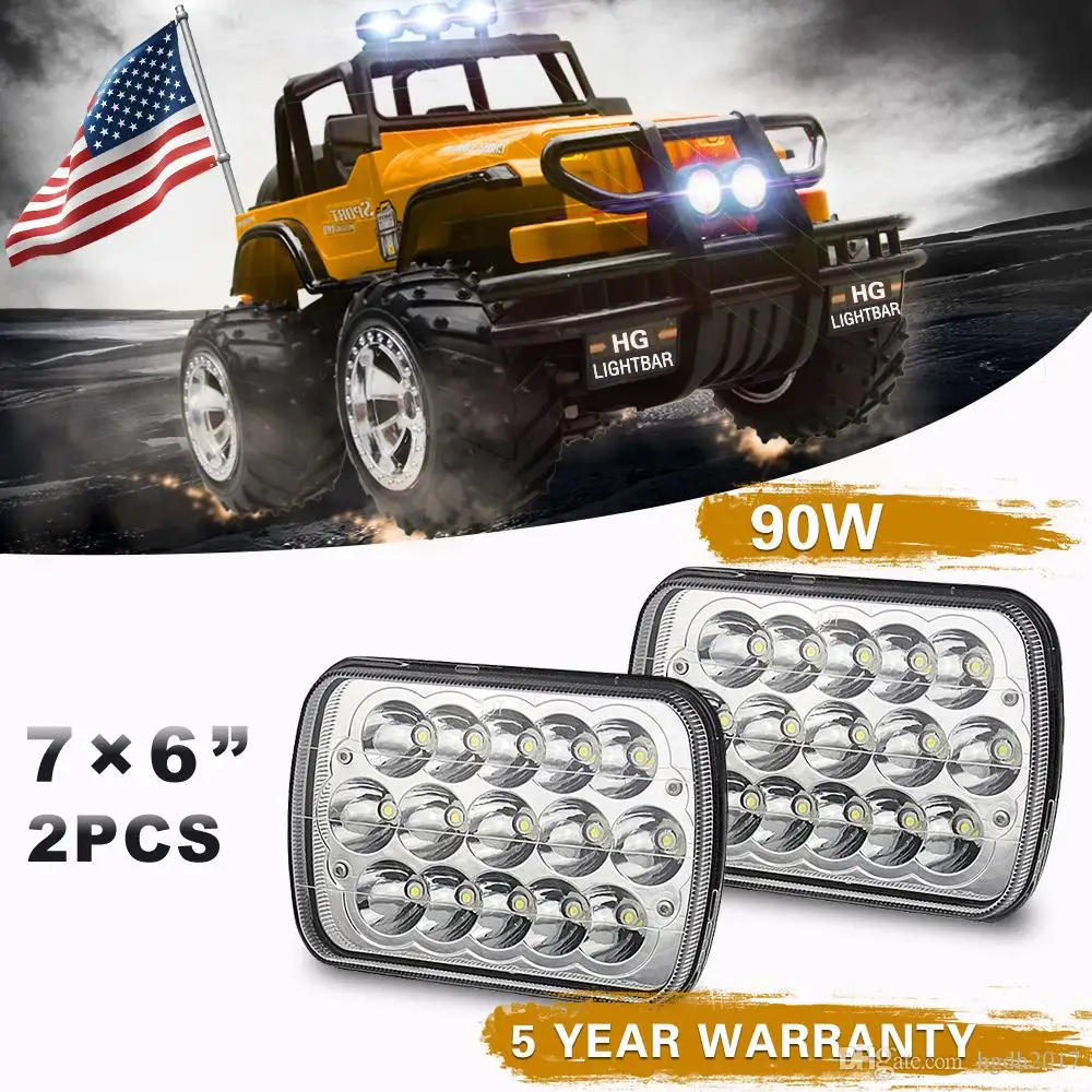 

Pair 7x6" 5x7" Chrome 6000K LED Headlights H4 Sealed Beam for Jeep Wrangler Chevy Express Cargo Van 1500 2500 3500