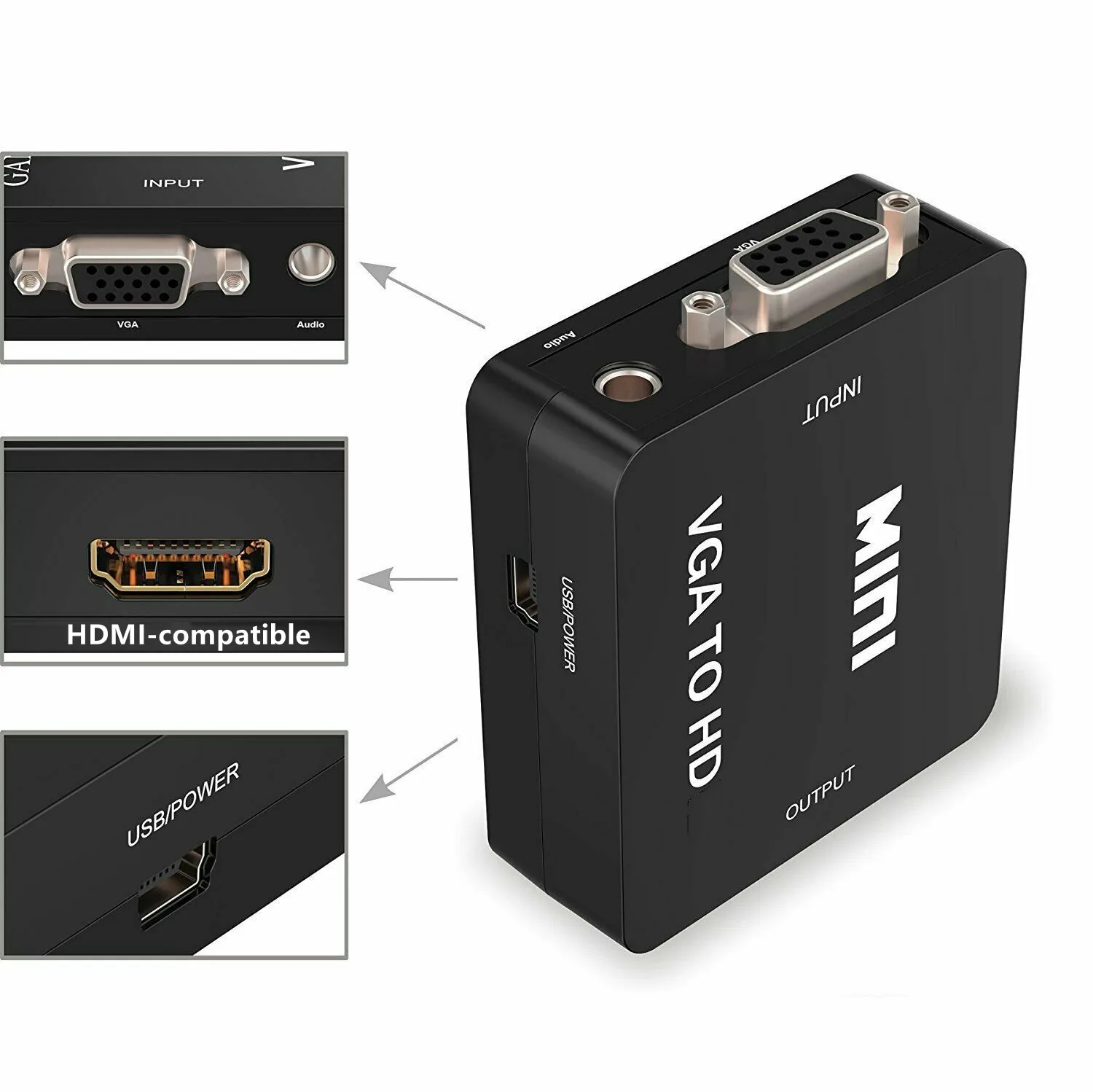 Hdmi to av adapter audio video converter adapter hdmi to vga adapter HDMI-compatible TO AV Converter AV/CVSB L/R Video Box HD 1080P AV2HD support NTSC PAL output HDMI-compatible To VGA Converter