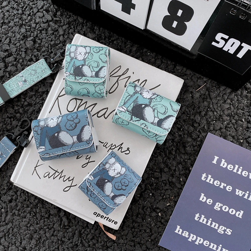 

New For AirPods 2 AirPods Case Cute cartoon leather Lanyard silicon headphone Cover For Air pods 3 1 Case Protect