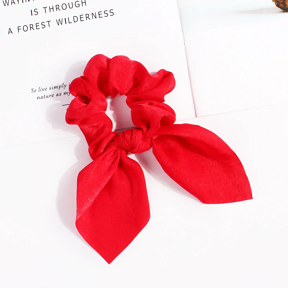 hair accessories for brides New Satin Hair Scrunchies Elastic Hair Bands Rabbit Ears Ponytail Hair Ties Solid Color Girls Headdress Hair Accessoires Gift Women's Hair Accessories Hair Accessories