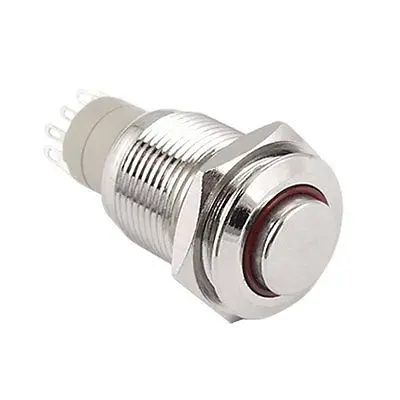 

16mm 12V Red LED 250VAC 3A Self-locking Stainless Push Button Switch 5 Pin SPDT