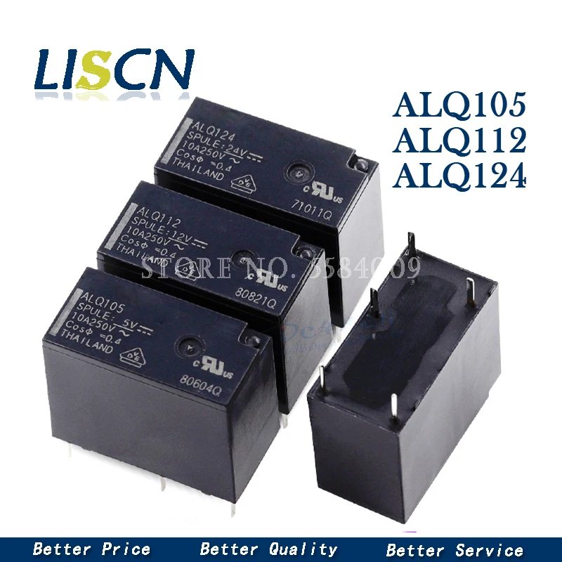 2 шт. реле ALQ105 ALQ112 ALQ124 JQ1P-5V-F JQ1P-12V-F JQ1P-24V-F 10A 5PIN | Обустройство дома