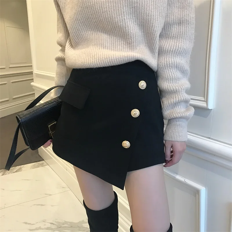Autumn Winter New Women Shorts Korean Fashion Irregular High Waist Shorts Skirts Ladies Casual Shorts G960