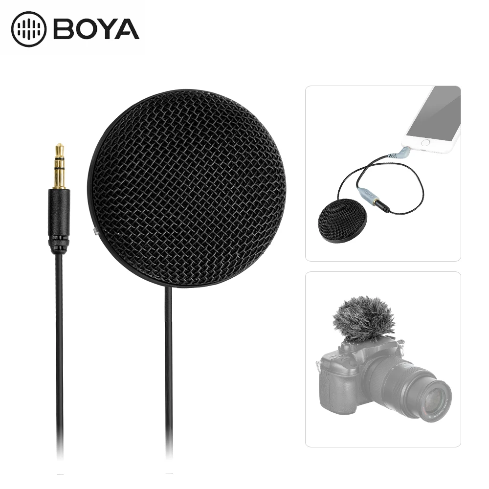 

BOYA BY-MM2 Microphone Stereo Omnidirectional Conderser / with Furry Windscreen & 3.5mm TRS plug Power by 1pcs LR44 battery