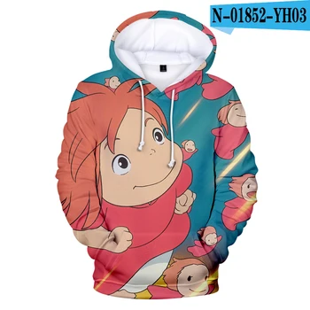 

hot Anime 3D Print Ponyo on the Cliff Hoodies in children's sweatshirt 3D Cartoon Ponyo Long Sleeve autumn kids Casual clothes