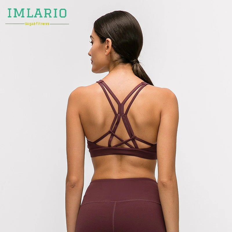 

Imlario Women Energy Sports Fitness Bra High Impact Push Up Gym Training Top Racerback Strapy Yoga Bralette Removable Padded