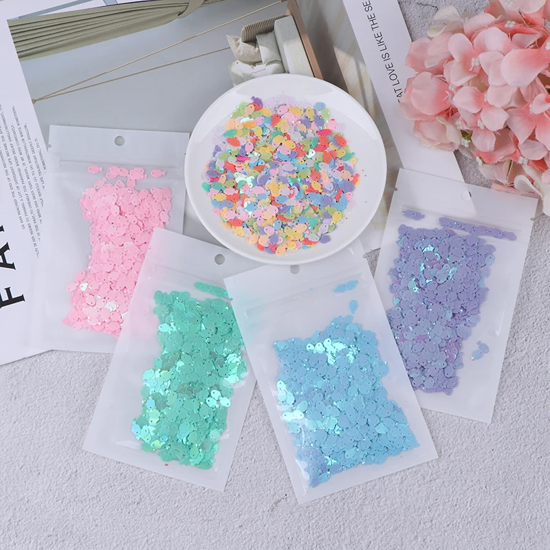 10 г/пакет красочные рыбки блестки DIY Slime материал блестки Lentejuelas фитинги для рукоделия ремесло бижутерия 6*8 мм