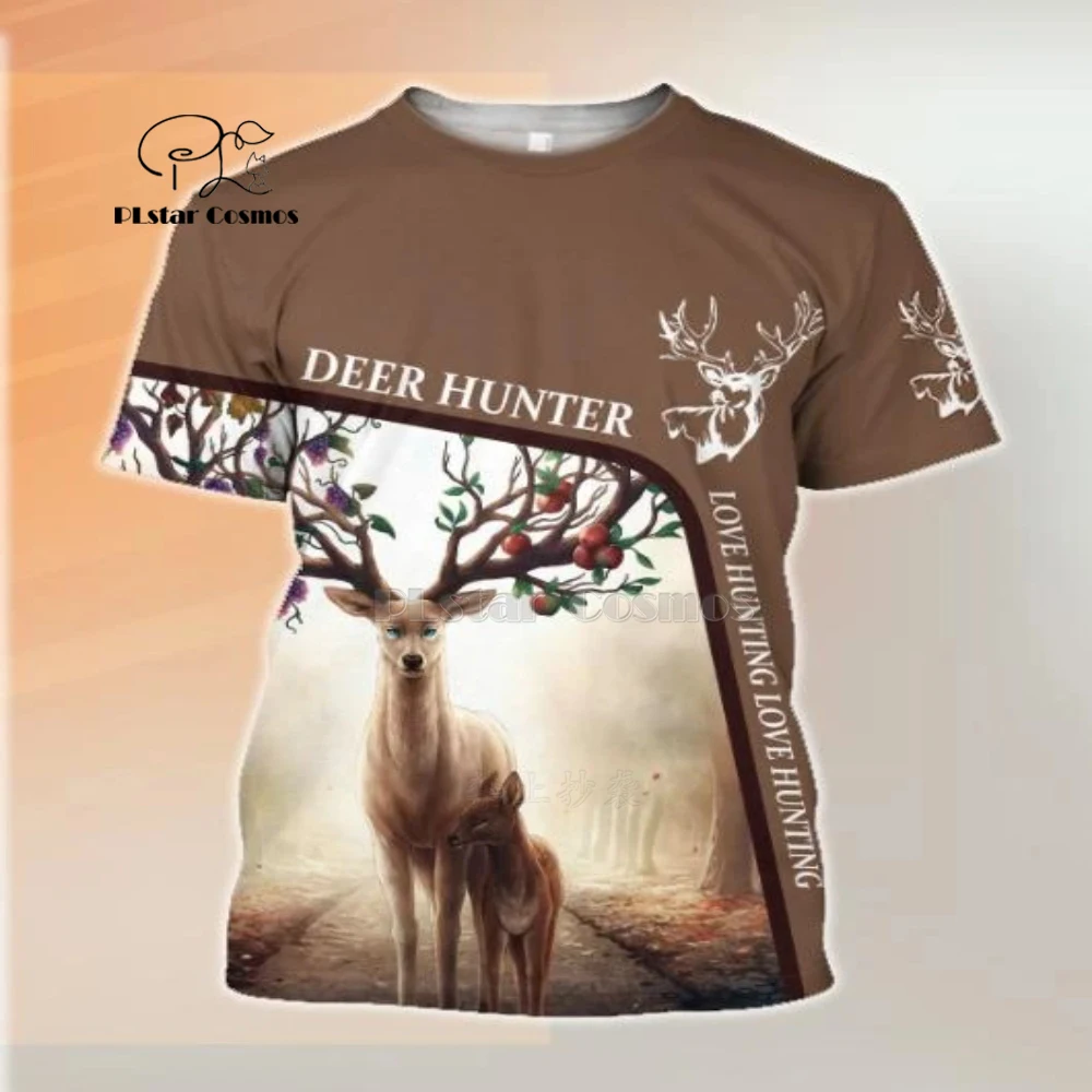 

Camo art deer Moose elk wapiti Hunting Print 3d t shirts tshirt tees summer funny Harajuku short sleeve Casual streetwear-1