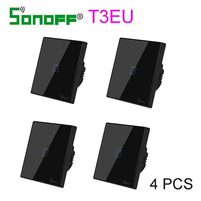 

SONOFF T3EU TX Smart Wifi Wall Switch Black With Border Smart Home 1/2/3 Gang 433 RF/Voice/APP/Touch Control Works With Alexa